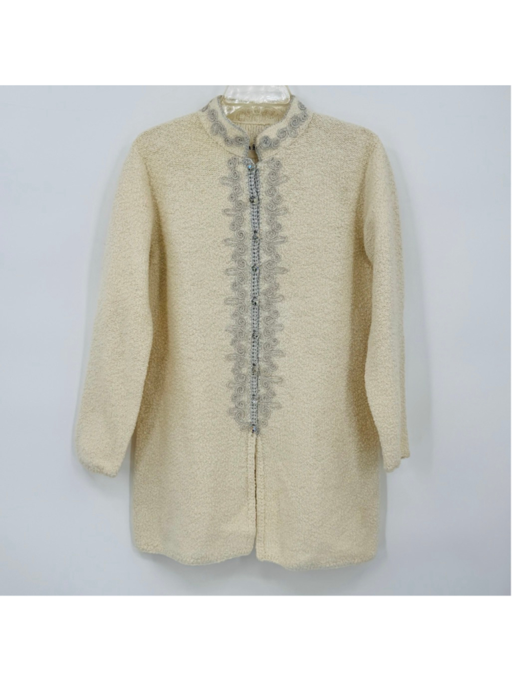 Vintage 1960’s St. John Knits Ivory & Silver Tunic Jacket Size M